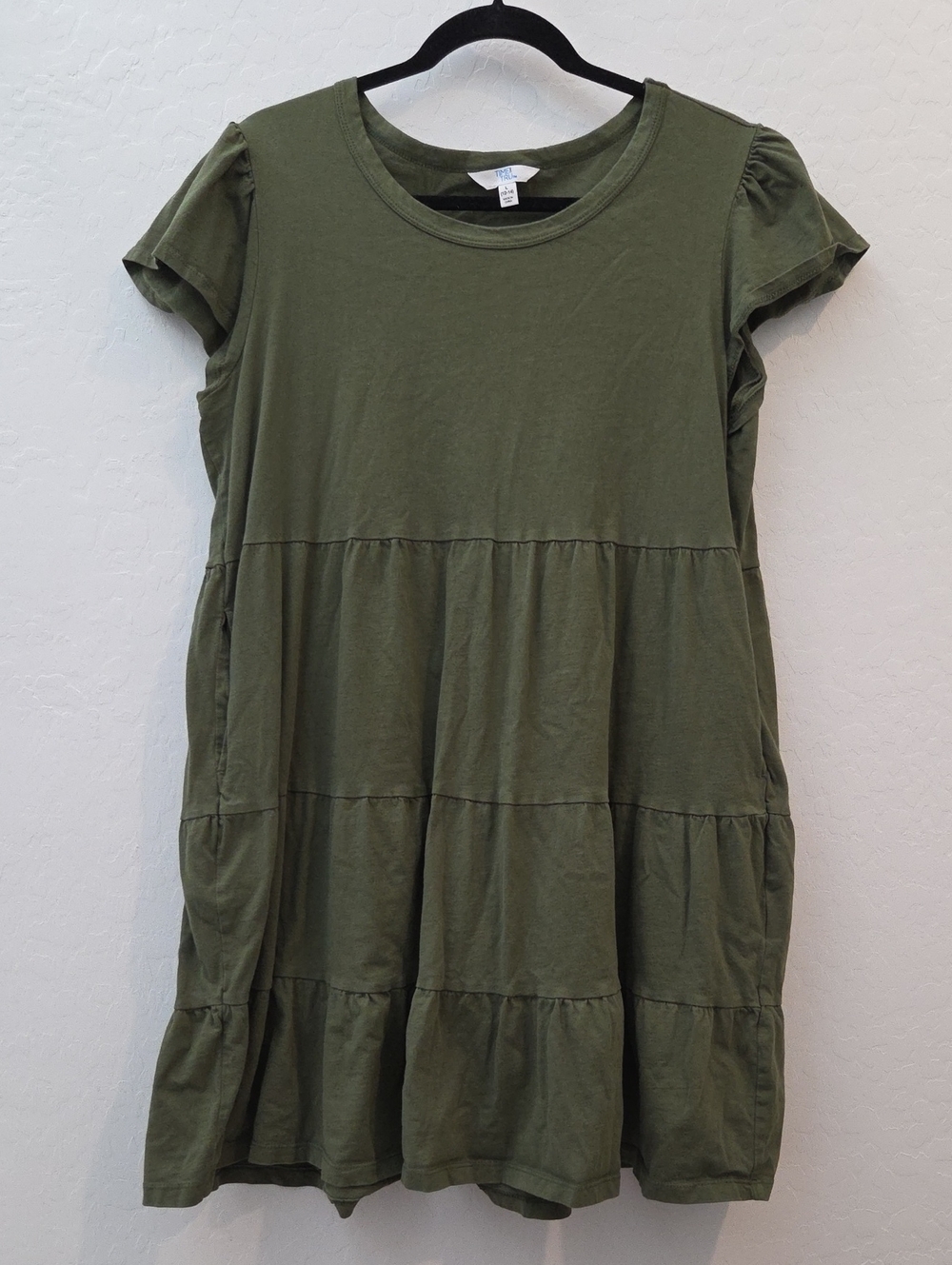 Olive Tiered Cotton Dress